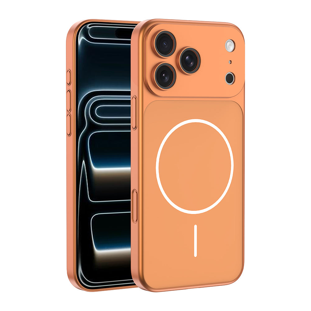 Apple iPhone 16 Pro Max Kılıf Zore M-Safe Şarj Özellikli Kamera Korumalı Spark Kapak Turuncu