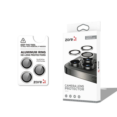 Apple iPhone 16 Pro Max Zore CL-12 Premium Safir Parmak İzi Bırakmayan Anti-Reflective Kamera Lens Koruyucu Titanyum-Gri