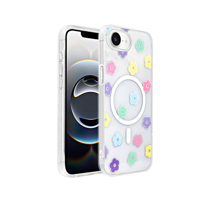 Apple iPhone 16E Kılıf M-Safe Şarj Özellikli Şeffaf Zore Folk Sert Kapak Sevimli Köpek