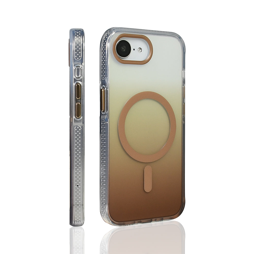 Apple iPhone 16E Kılıf M-safe Şarj Özellikli Transparan Renk Geçişli Zore Toros Kapak Rose Gold