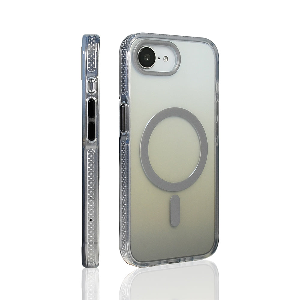 Apple iPhone 16E Kılıf M-safe Şarj Özellikli Transparan Renk Geçişli Zore Toros Kapak Gold