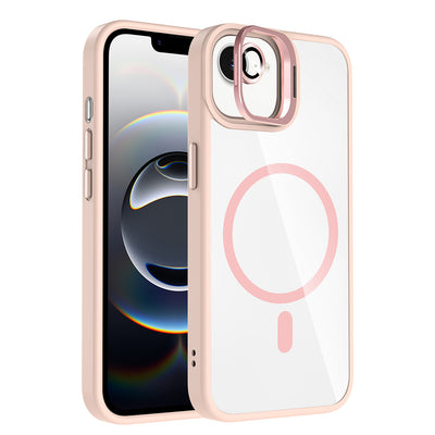 Apple iPhone 16E Kılıf Standlı ve Kamera Lens Hediyeli M-Safe Şarj Özellikli Zore Etro Kapak Desert Titanyum