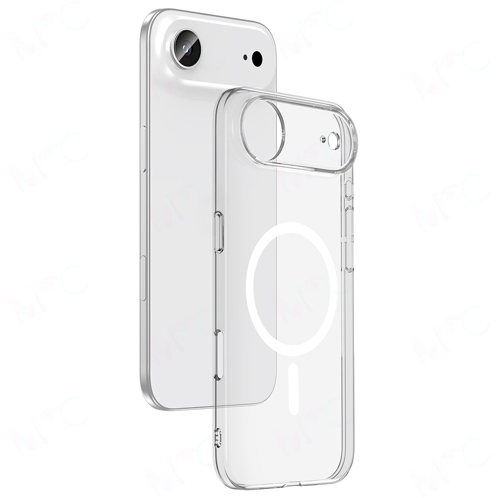 Apple iPhone 17 Air Kılıf IC Çipli M-Safe Şarj Özellikli Şeffaf Kamera Çerçeveli Zore Toledo Kapak Şeffaf