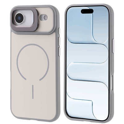 Apple iPhone 17 Air Kılıf M-safe Şarj Özellikli Kamera Standlı Zore Notron Kapak Gri