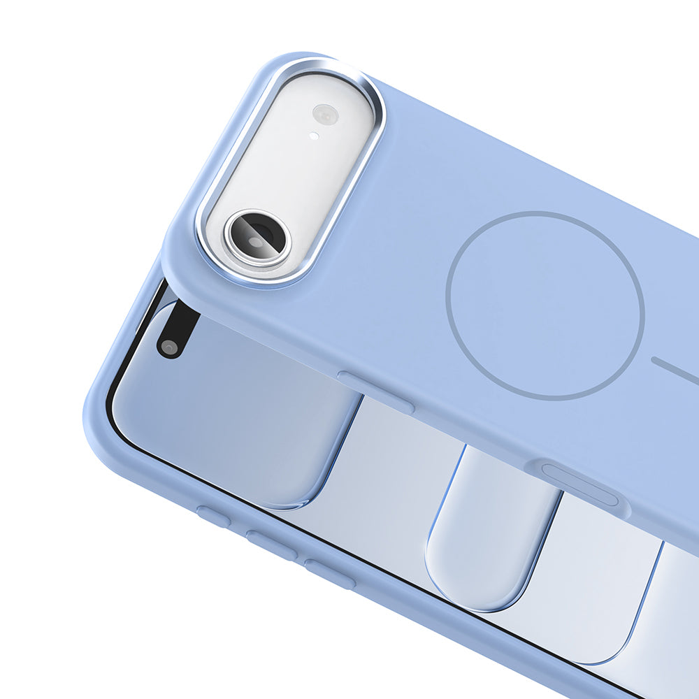 Apple iPhone 17 Air Kılıf M-Safe Şarj Özellikli Metal Kamera Çerçeveli Zore Edi Silikon Kapak Lila