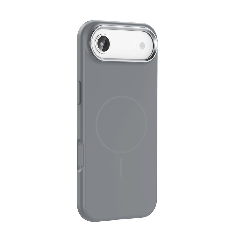 Apple iPhone 17 Air Kılıf M-Safe Şarj Özellikli Metal Kamera Çerçeveli Zore Edi Silikon Kapak Titanyum-Gri