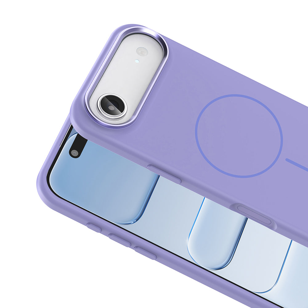 Apple iPhone 17 Air Kılıf M-Safe Şarj Özellikli Metal Kamera Çerçeveli Zore Edi Silikon Kapak Lila