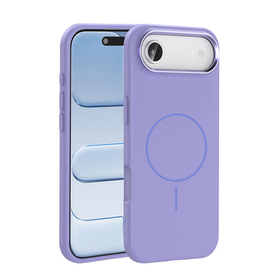 Apple iPhone 17 Air Kılıf M-Safe Şarj Özellikli Metal Kamera Çerçeveli Zore Edi Silikon Kapak Mor