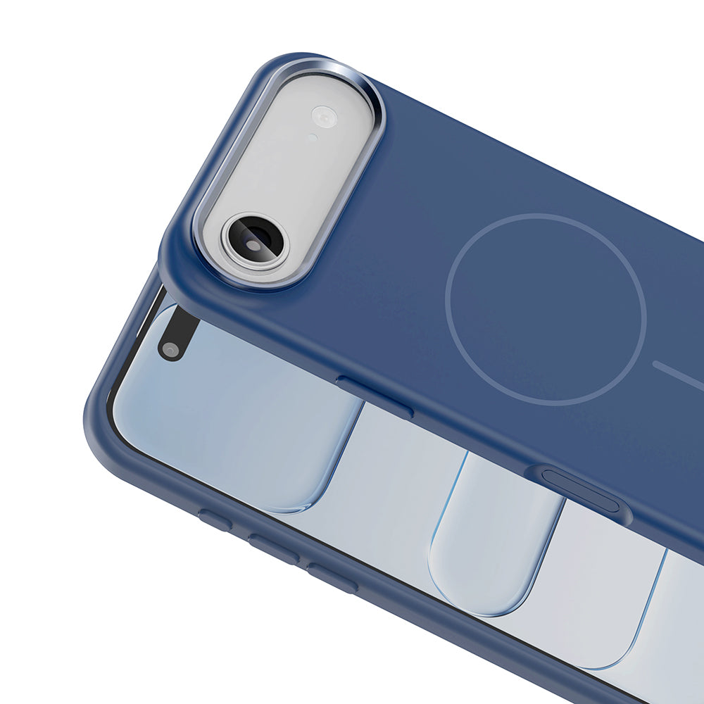 Apple iPhone 17 Air Kılıf M-Safe Şarj Özellikli Metal Kamera Çerçeveli Zore Edi Silikon Kapak Lacivert