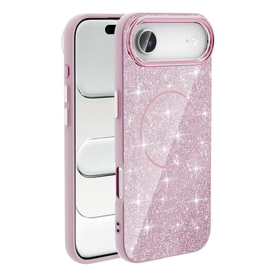 Apple iPhone 17 Air Kılıf M-safe Şarj Özellikli Parlayan Simli Zore Okso Kapak Siyah