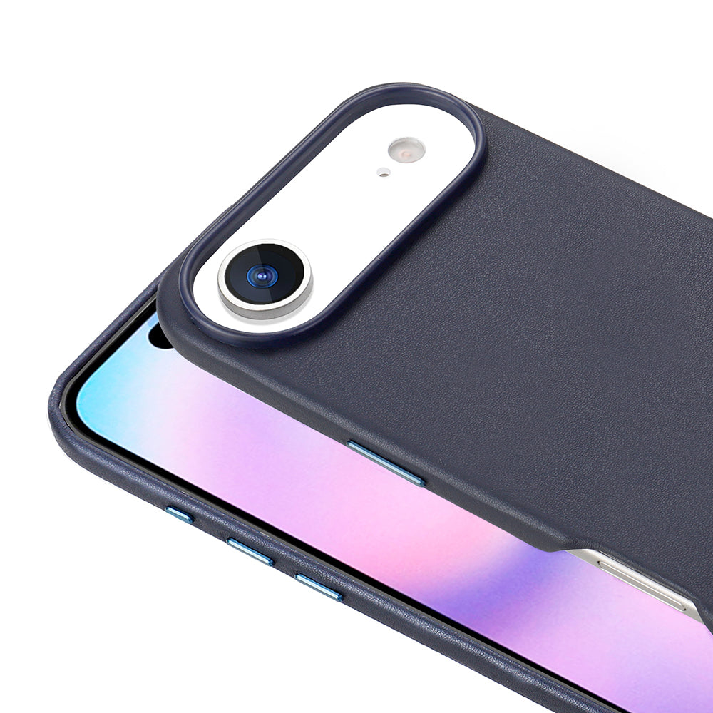 Apple iPhone 17 Air Kılıf M-safe Şarj Özellikli PU Deri Görünümlü Zore Kupra Kapak Lacivert
