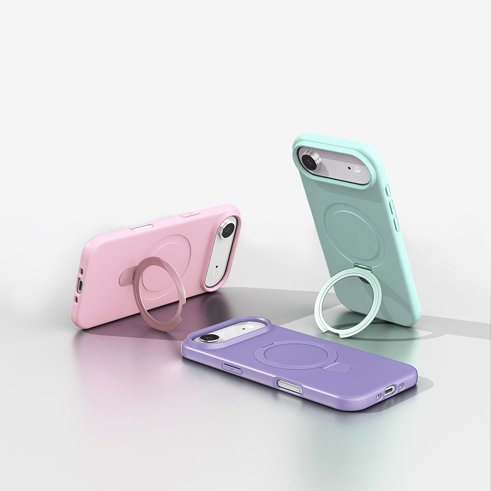 Apple iPhone 17 Air Kılıf M-safe Şarj Özellikli Standlı Zore Samara Kapak Desert Gold