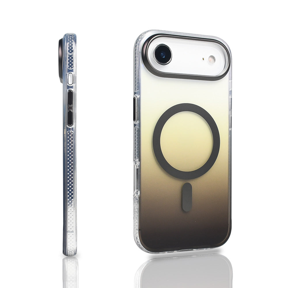 Apple iPhone 17 Air Kılıf M-safe Şarj Özellikli Transparan Renk Geçişli Zore Toros Kapak Rose Pembe