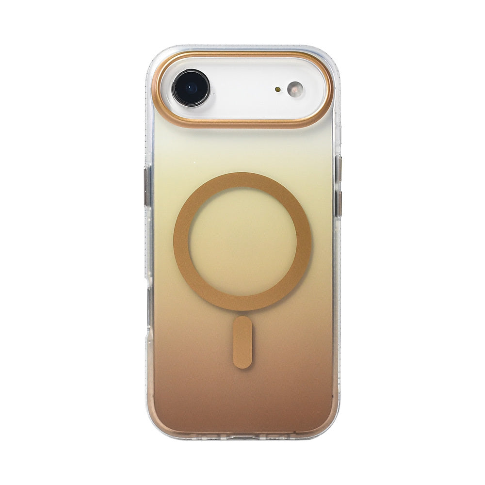 Apple iPhone 17 Air Kılıf M-safe Şarj Özellikli Transparan Renk Geçişli Zore Toros Kapak Gold