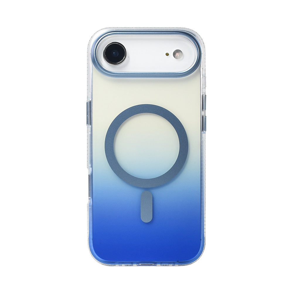 Apple iPhone 17 Air Kılıf M-safe Şarj Özellikli Transparan Renk Geçişli Zore Toros Kapak Gri