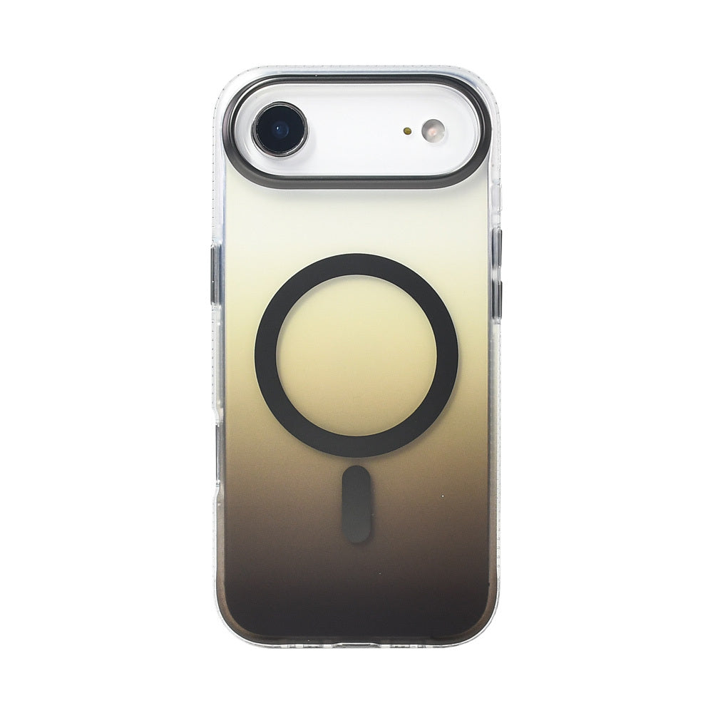 Apple iPhone 17 Air Kılıf M-safe Şarj Özellikli Transparan Renk Geçişli Zore Toros Kapak Gold