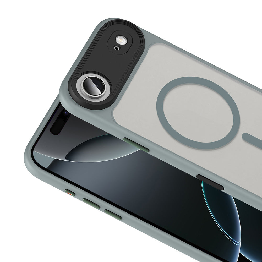 Apple iPhone 17 Air Kılıf Mat Arka Yüzey Wireless Şarj Özellikli Zore Flet M-safe Kapak Gri