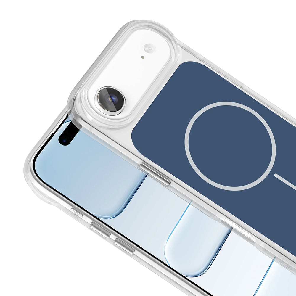 Apple iPhone 17 Air Kılıf Metal Buton Tasarımlı Zore İkonik Sert Silikon Kapak Beyaz