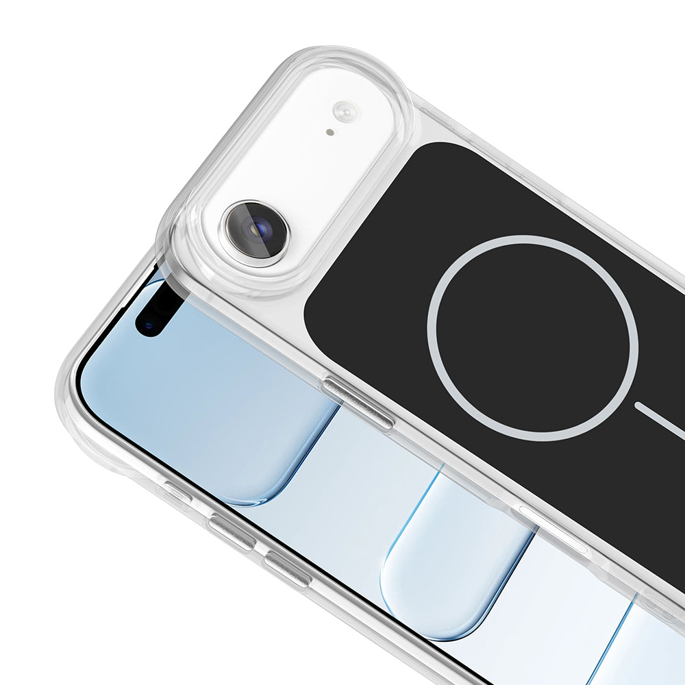 Apple iPhone 17 Air Kılıf Metal Buton Tasarımlı Zore İkonik Sert Silikon Kapak Beyaz
