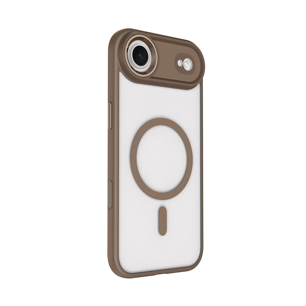 Apple iPhone 17 Air Kılıf Wireless Şarj Özellikli Zore Krom M-safe Silikon Kapak Desert Gold