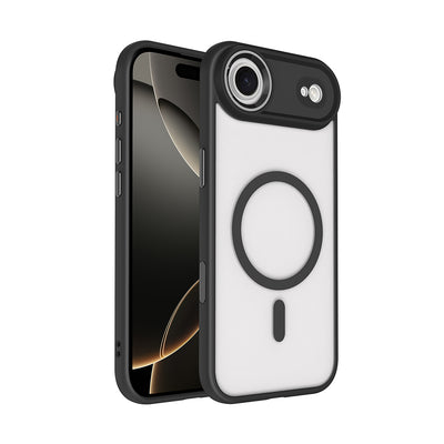 Apple iPhone 17 Air Kılıf Wireless Şarj Özellikli Zore Krom M-safe Silikon Kapak Siyah