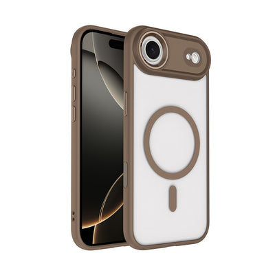 Apple iPhone 17 Air Kılıf Wireless Şarj Özellikli Zore Krom M-safe Silikon Kapak Desert Gold
