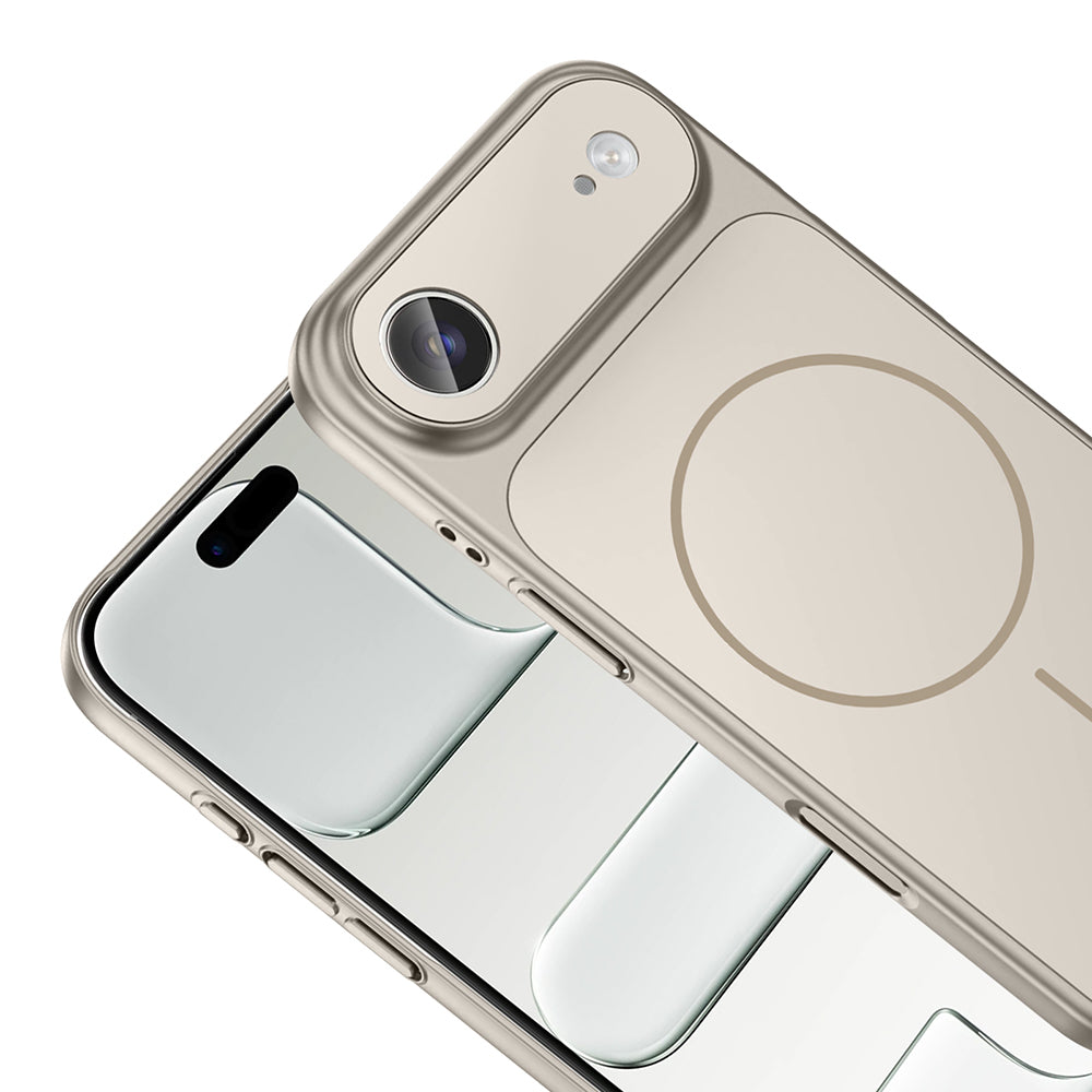 Apple iPhone 17 Air Kılıf Zore M-Safe Şarj Özellikli Kamera Korumalı Formen Kapak Gold