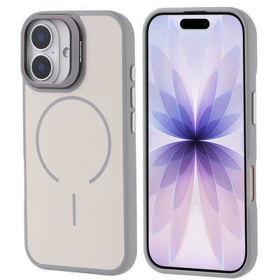 Apple iPhone 17 Kılıf M-safe Şarj Özellikli Kamera Standlı Zore Notron Kapak Gri