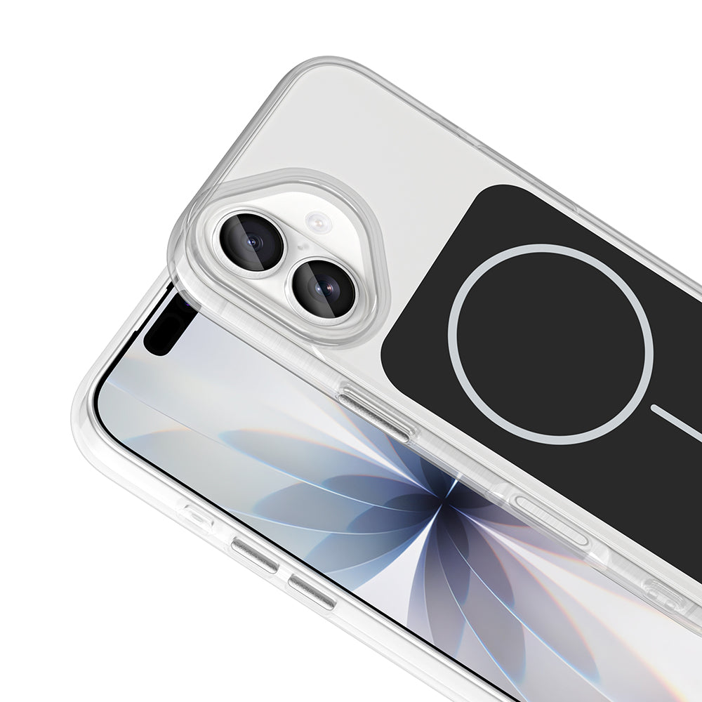 Apple iPhone 17 Kılıf M-Safe Şarj Özellikli Metal Buton Tasarımlı Zore İkonik Sert Silikon Kapak Turuncu