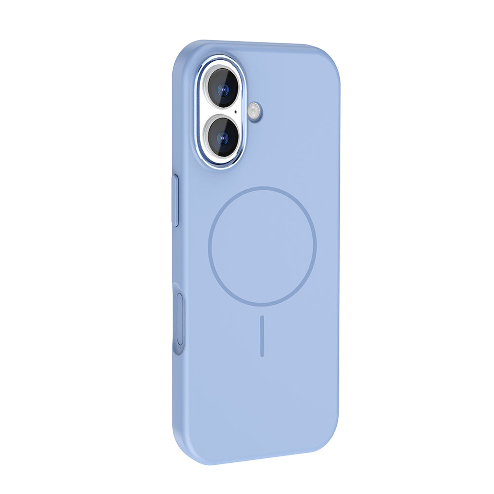 Apple iPhone 17 Kılıf M-Safe Şarj Özellikli Metal Kamera Çerçeveli Zore Edi Silikon Kapak Açık Mavi