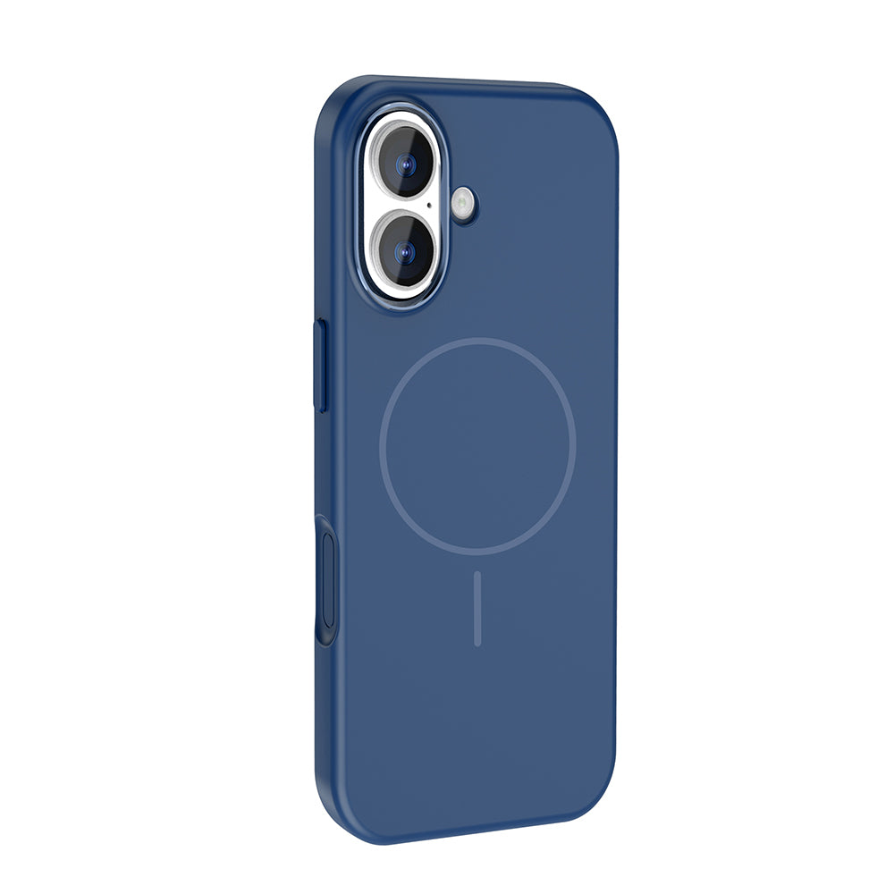 Apple iPhone 17 Kılıf M-Safe Şarj Özellikli Metal Kamera Çerçeveli Zore Edi Silikon Kapak Açık Mavi