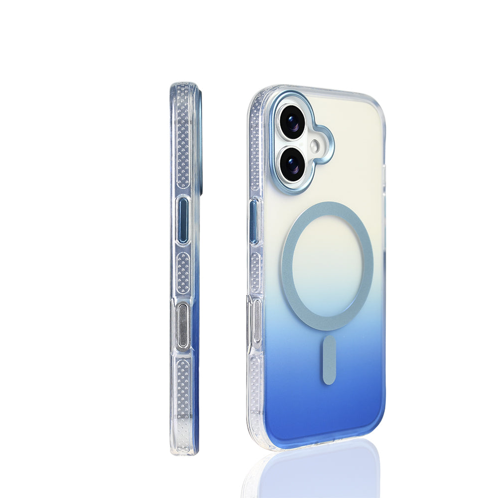 Apple iPhone 17 Kılıf M-safe Şarj Özellikli Transparan Renk Geçişli Zore Toros Kapak Gri
