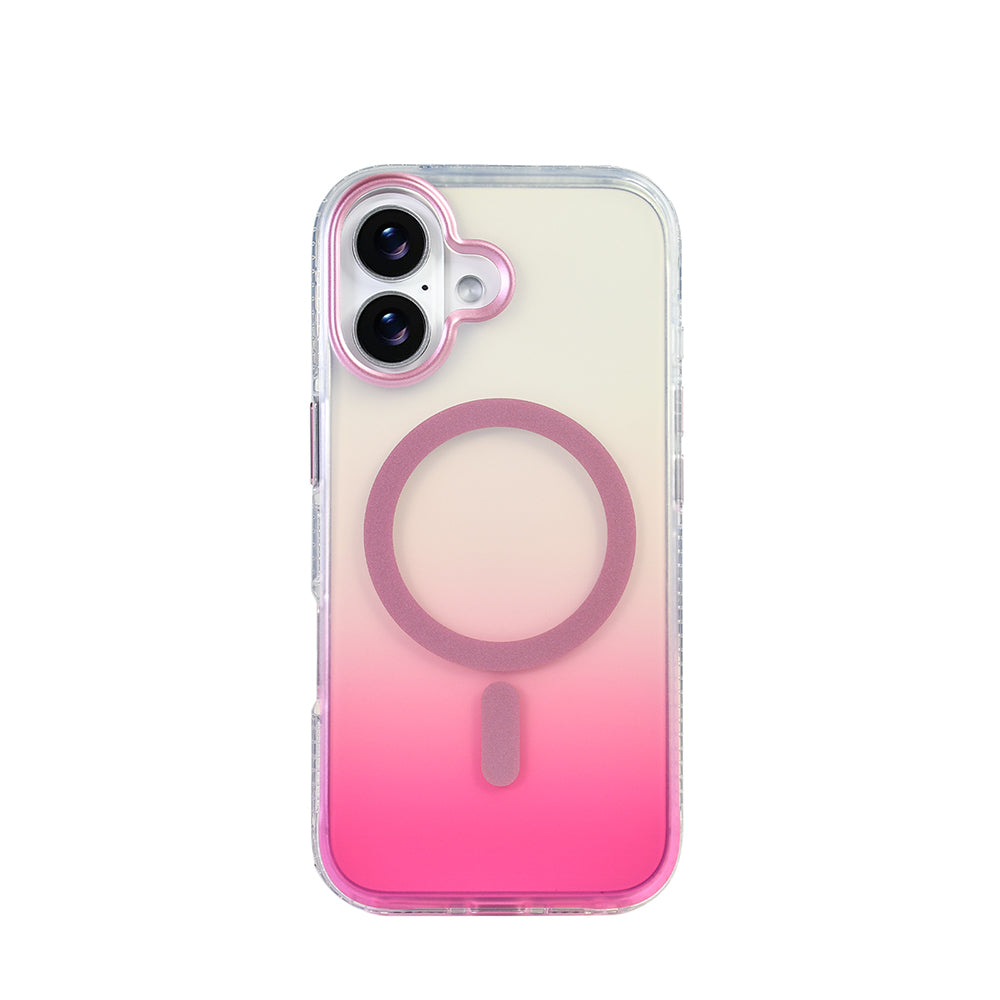 Apple iPhone 17 Kılıf M-safe Şarj Özellikli Transparan Renk Geçişli Zore Toros Kapak Rose Pembe