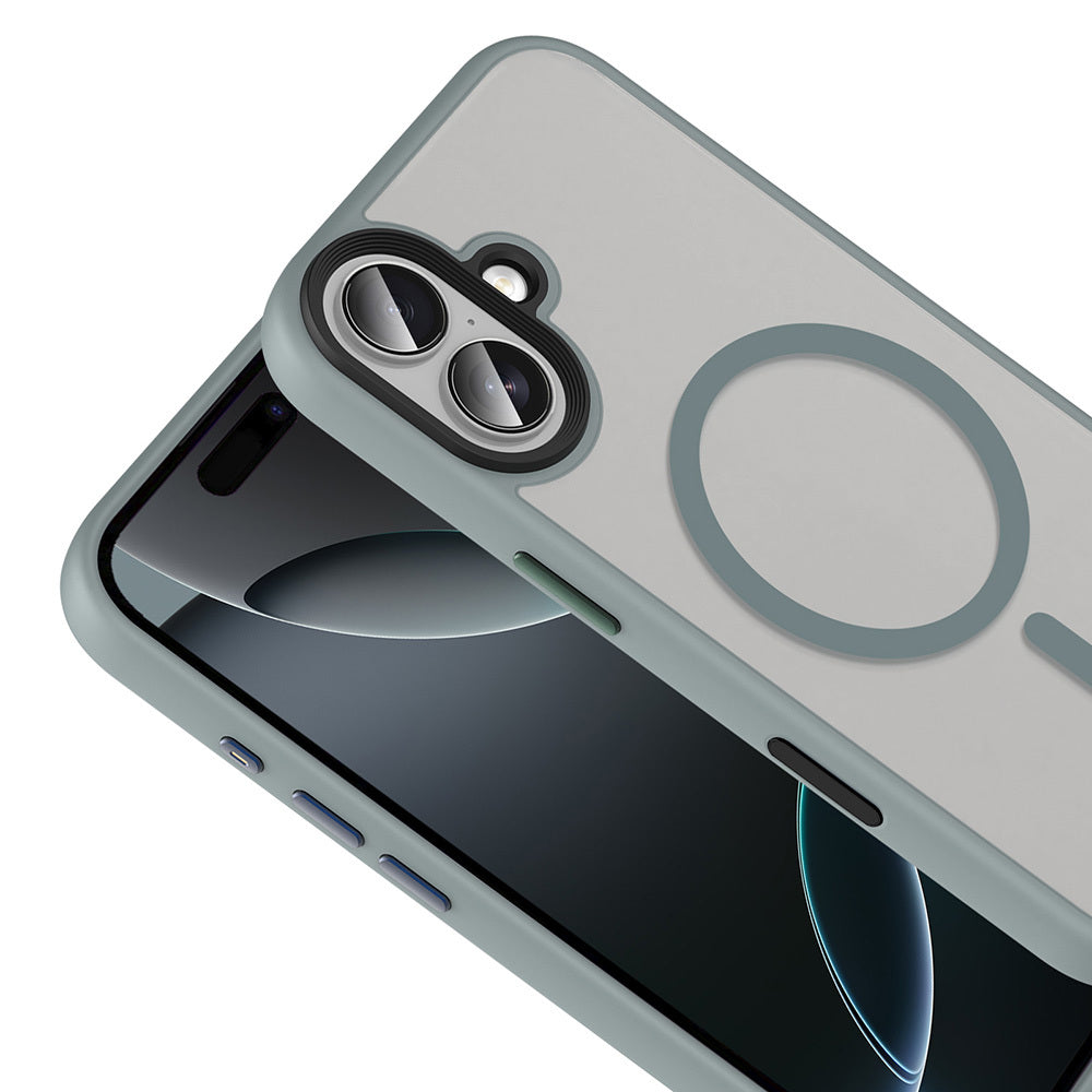 Apple iPhone 17 Kılıf Mat Arka Yüzey Wireless Şarj Özellikli Zore Flet M-safe Kapak Turuncu