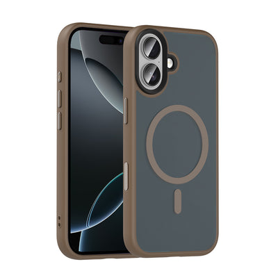 Apple iPhone 17 Kılıf Mat Arka Yüzey Wireless Şarj Özellikli Zore Flet M-safe Kapak Desert Titanyum