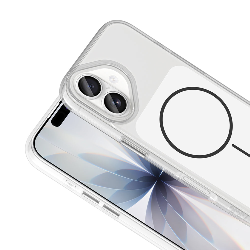 Apple iPhone 17 Kılıf Metal Buton Tasarımlı Zore İkonik Sert Silikon Kapak Beyaz
