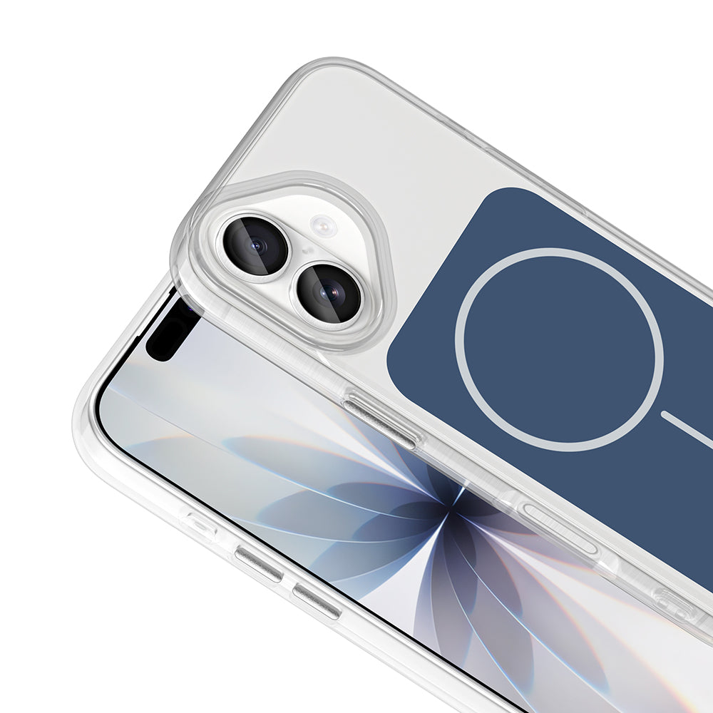 Apple iPhone 17 Kılıf Metal Buton Tasarımlı Zore İkonik Sert Silikon Kapak Mavi
