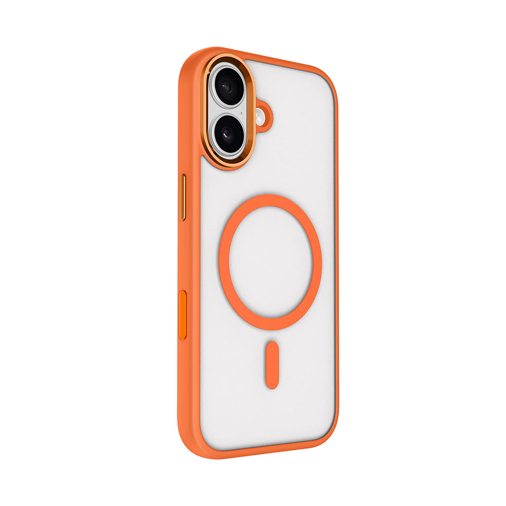 Apple iPhone 17 Kılıf Wireless Şarj Özellikli Zore Krom M-safe Silikon Kapak Desert Gold