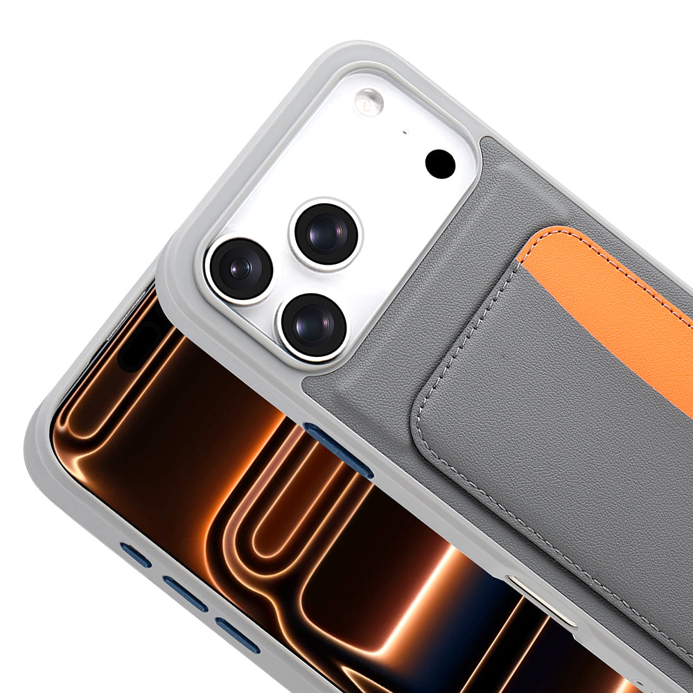 Apple iPhone 17 Pro Kılıf Kartlıklı Zore X-Kart Silikon Kapak Kahverengi
