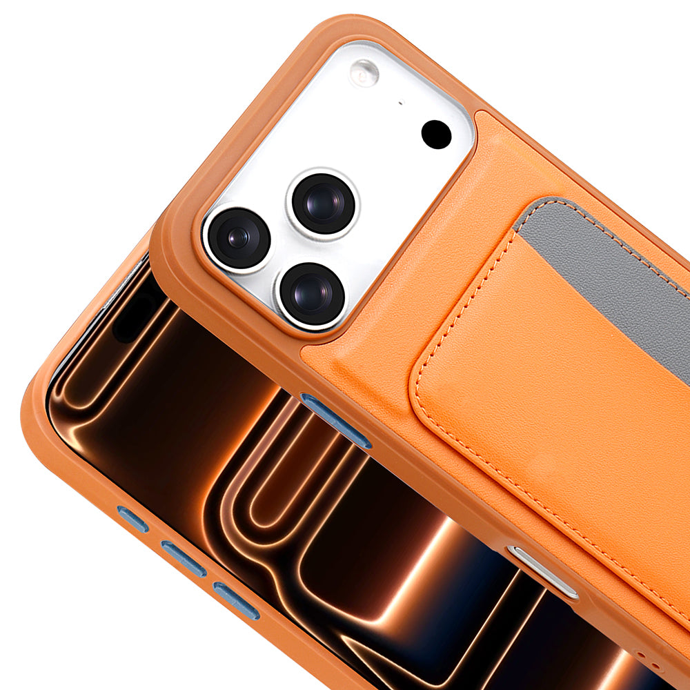 Apple iPhone 17 Pro Kılıf Kartlıklı Zore X-Kart Silikon Kapak Kahverengi