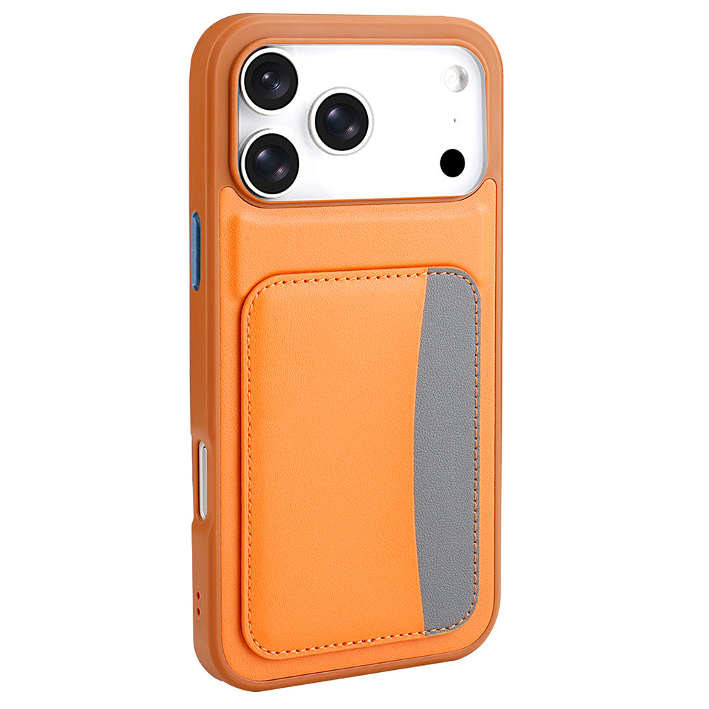 Apple iPhone 17 Pro Kılıf Kartlıklı Zore X-Kart Silikon Kapak Turuncu