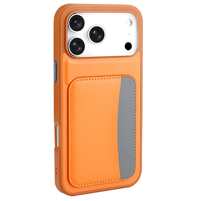 Apple iPhone 17 Pro Kılıf Kartlıklı Zore X-Kart Silikon Kapak Turuncu