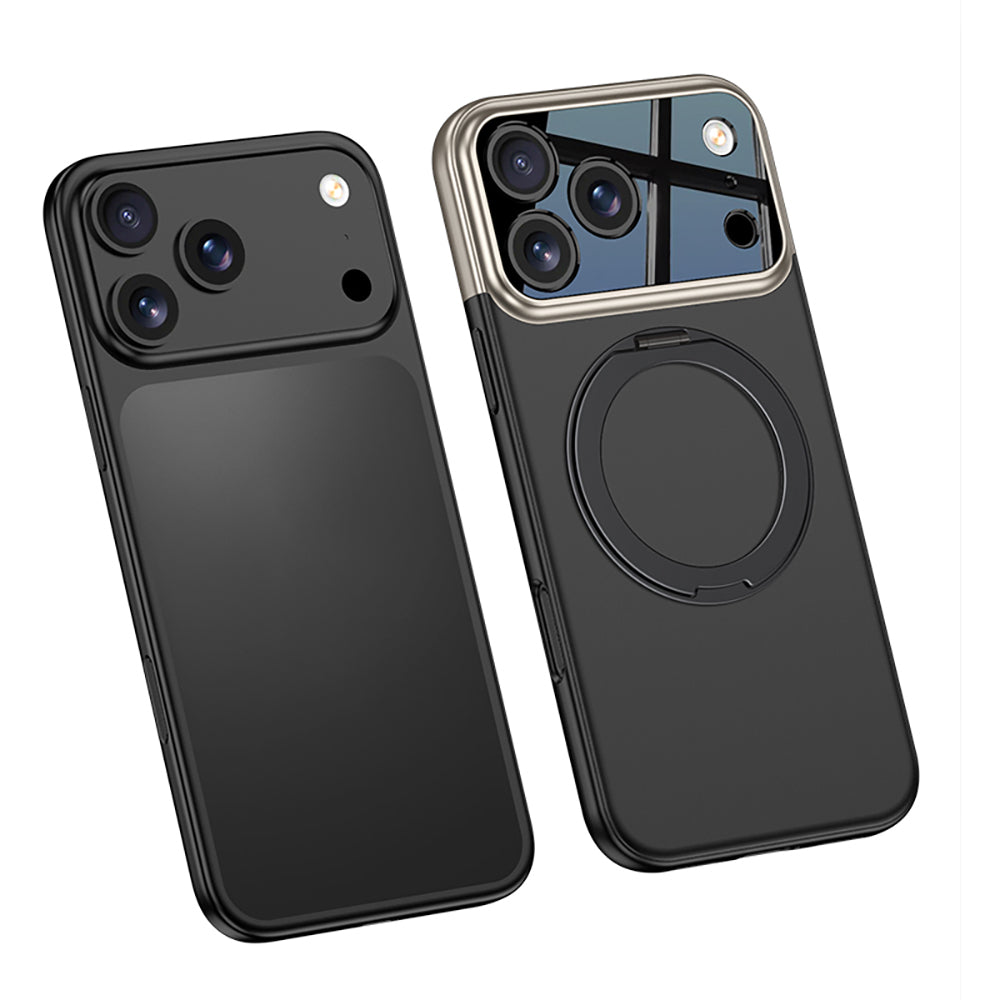 Apple iPhone 17 Pro Kılıf M-safe Şarj Özellikli 360 Derece Standlı Çift Parçalı Zore Torino Kapak Lacivert-Siyah