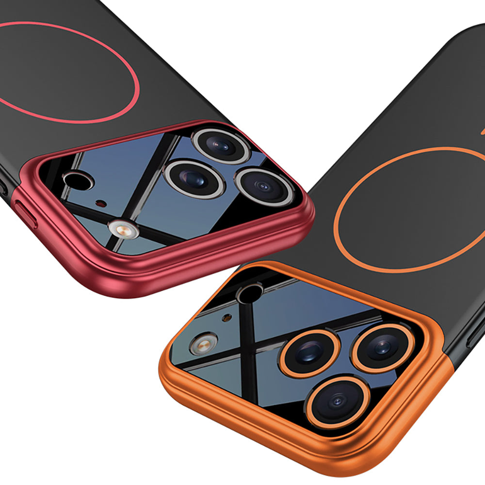 Apple iPhone 17 Pro Kılıf M-safe Şarj Özellikli Çift Parçalı Zore Napoli Kapak Lacivert-Siyah