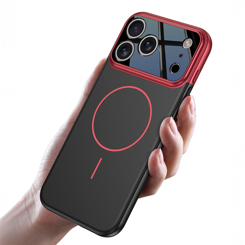 Apple iPhone 17 Pro Kılıf M-safe Şarj Özellikli Çift Parçalı Zore Napoli Kapak Turuncu-Siyah
