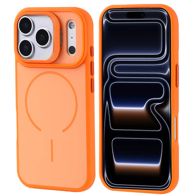 Apple iPhone 17 Pro Kılıf M-safe Şarj Özellikli Kamera Standlı Zore Notron Kapak Turuncu