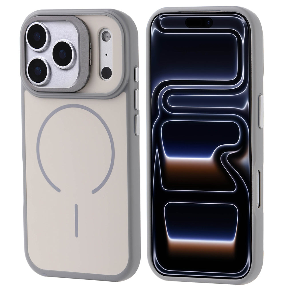 Apple iPhone 17 Pro Kılıf M-safe Şarj Özellikli Kamera Standlı Zore Notron Kapak Lacivert