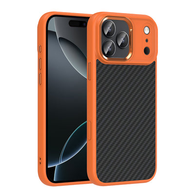 Apple iPhone 17 Pro Kılıf M-Safe Şarj Özellikli Karbon Fiber Görünümlü Zore Truva Silikon Kapak Siyah
