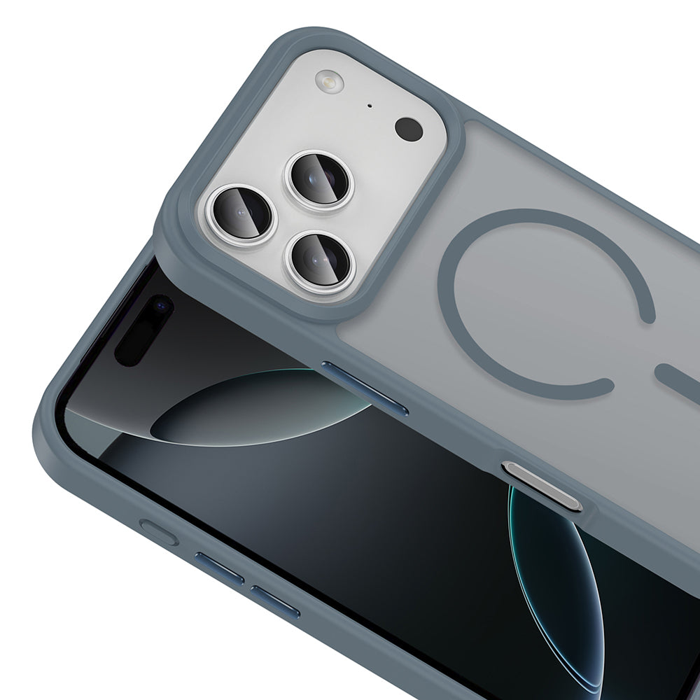 Apple iPhone 17 Pro Kılıf M-safe Şarj Özellikli Mat Arka Yüzey Zore Sio Kapak Gri