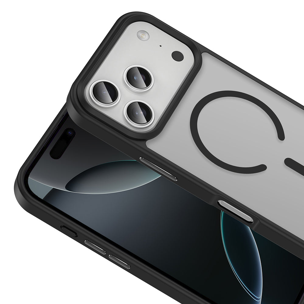 Apple iPhone 17 Pro Kılıf M-safe Şarj Özellikli Mat Arka Yüzey Zore Sio Kapak Siyah